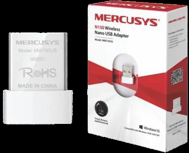 Adaptador Nano USB Inalámbrico N 300150Mbps Mercusys MW150US 